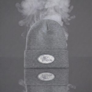 Men’s Beanie Grey w/White Stitch - One size fits all