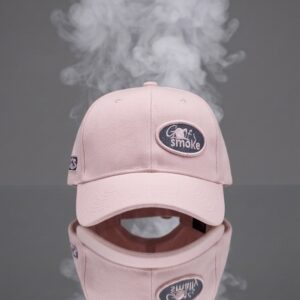 Women’s Ponytail Hat Pink w/Grey Stitch – Adjustable
