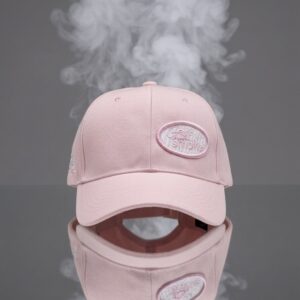 Women’s Ponytail Hat Pink w/White Stitch – Adjustable