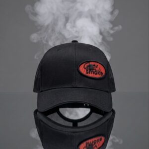 Men’s Trucker Hat Black w/Red Stitch - Adjustable
