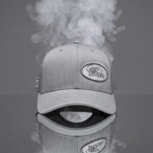 Men’s Trucker Hat Grey w/White Stitch - Adjustable