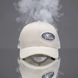 Men’s Trucker Hat White w/Grey Stitch - Adjustable